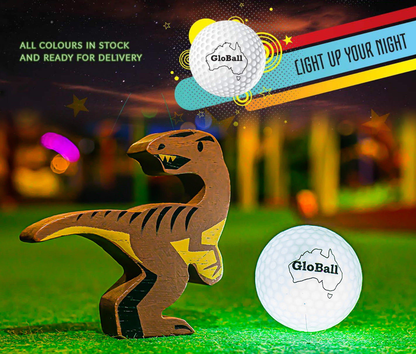 LED LIGHT UP NIGHT GOLF BALLS (Colour: PINK - 6 colour range)